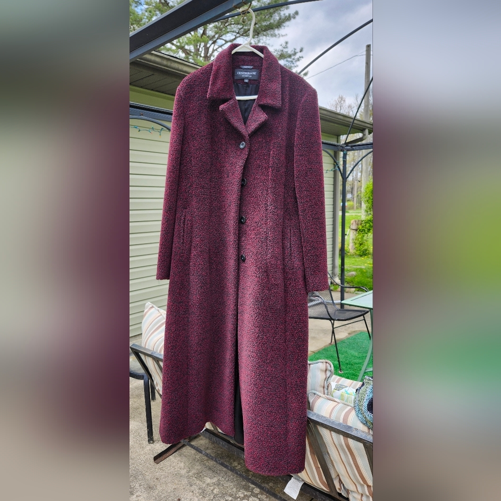 Vintage Burgundy Alpaca and Wool Winter Coat large Centigrade Outerwear